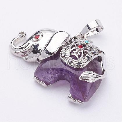 Natural Amethyst Pendants G-P268-06-1