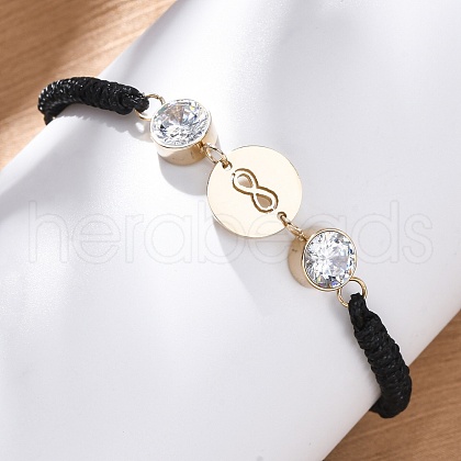Flat Round with Infinity 304 Stainless Steel Link Bracelets BJEW-A036-04B-G-1