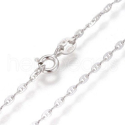 Anti-Tarnish Rhodium Plated 925 Sterling Silver Mariner Link Chain Necklaces STER-L059-10P-1