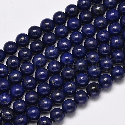 Dyed Natural Lapis Lazuli Round Beads Strands G-M169-10mm-05-1