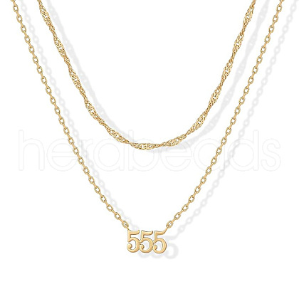 304 Stainless Steel Figure Pendant Double Layer Necklaces for Women FS-WGF1C2D-05-1