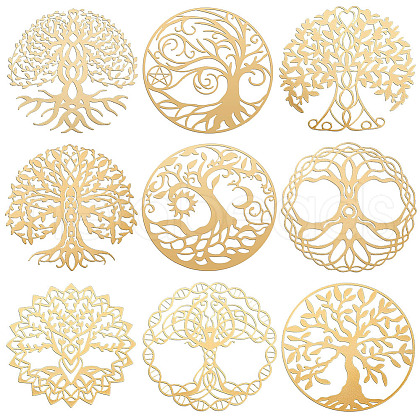 Olycraft 9Pcs 9 Style Custom Carbon Steel Self-adhesive Picture Stickers DIY-OC0008-59-1