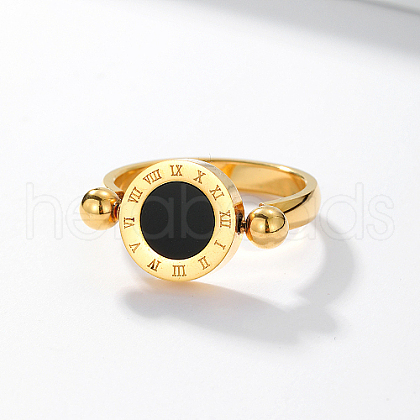 Roman Numerals Brass Finger Ring IJ4807-06-1