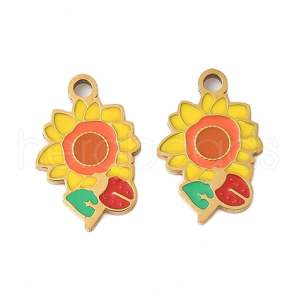 304 Stainless Steel Enamel Pendants STAS-R168-17G-1