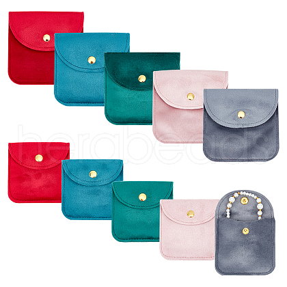  10Pcs 10 Styles Velvet Jewelry Storage Pouches TP-NB0001-57-1