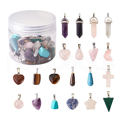 Natural & Synthetic Mixed Gemstone Pendants G-TA0001-21-1