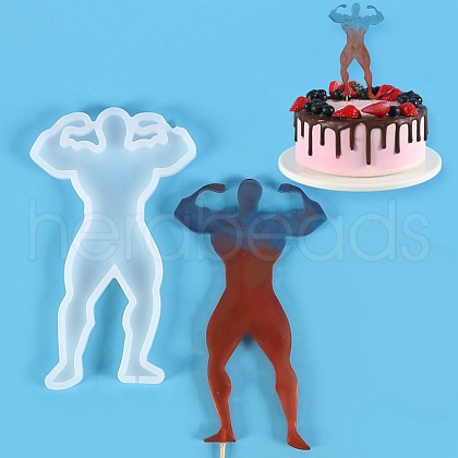 Muscular Man Shape Food Grade Silhouette Silicone Lollipop Molds DIY-D069-11-1