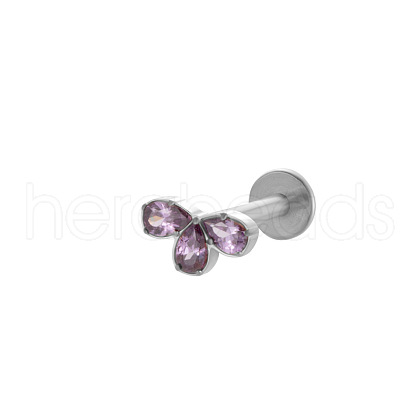 Titanium Alloy Cubic Zirconia 17 Gauge Leaf Internally Threaded Labrets WG71E87-18-1