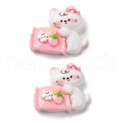 Cat Theme Opaque Resin Cabochons CRES-Z010-01C-1