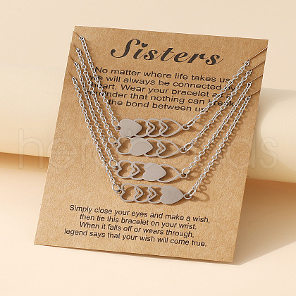 Four Heart Graduation Theme Alloy Crystal Rhinestone Link Chain 3 Layered Necklaces FS-WG07ADB-06-1