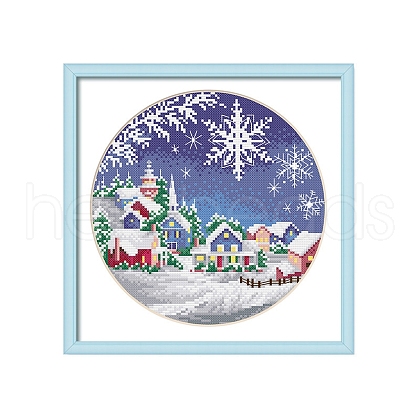 DIY Christmas Snowflake & House Pattern Embroidery Kits WINT-PW0001-020-1