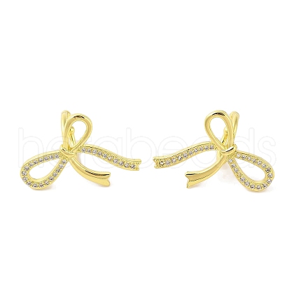 Left and Right Bowknot Brass Cuff Earrings EJEW-I305-60G-1