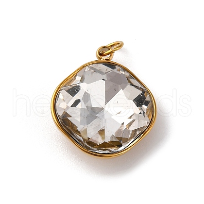 316 Stainless Steel Faceted Glass Pendants STAS-K258-47G-03-1