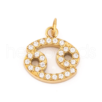 316 Stainless Steel Micro Pave Cubic Zirconia Pendants STAS-K284-01D-G-1