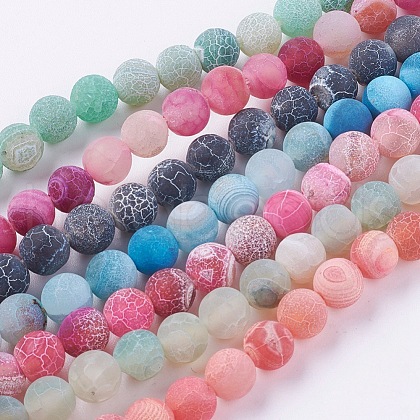 Natural Weathered Agate Beads Strands G-G589-6mm-M-1