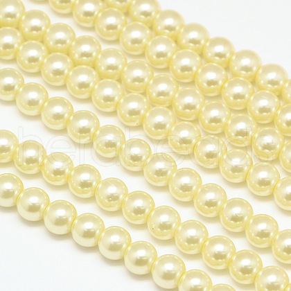 Eco-Friendly Dyed Glass Pearl Round Beads Strands HY-A002-10mm-RB012-1