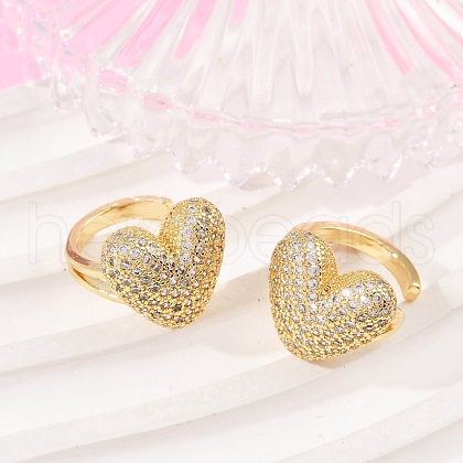Brass Micro Pave Clear Cubic Zirconia Cuff Earrings EJEW-Q045-06G-1