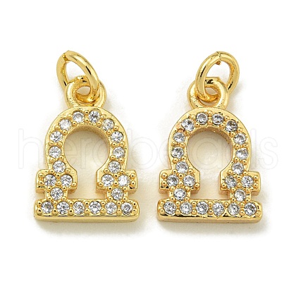 Rack Plating Brass Micro Pave Cubic Zirconia Pendants KK-K386-02C-G-1