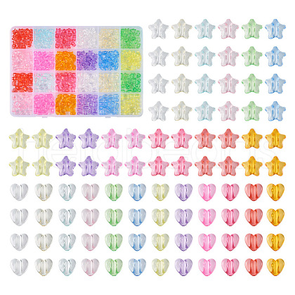 480Pcs 24 Style Transparent Acrylic Beads MACR-TA0001-41-1