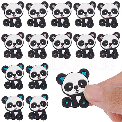 Olycraft 18Pcs 3 Colors Panda Silicone Beads SIL-OC0001-08-1