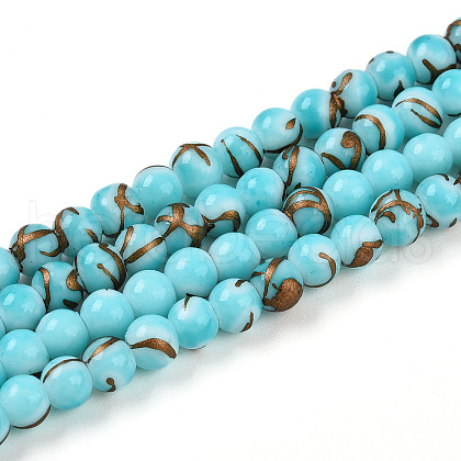 Baking Painted Glass Beads Strands DGLA-N010-4mm-03-1
