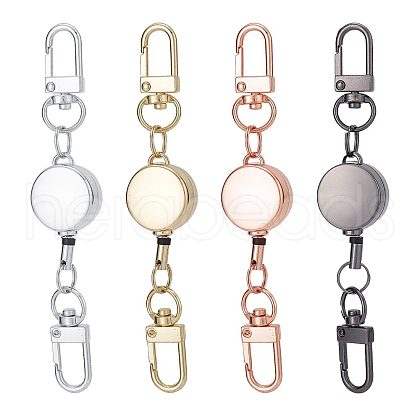 SUNNYCLUE 4Pcs 4 Colors Heavy Duty Alloy Retractable Keychain Clasps FIND-SC0004-32-1