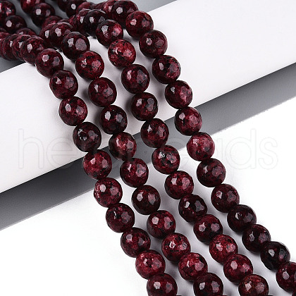Dyed Natural White Jade Beads Strands G-T139-8mm-60-03-1