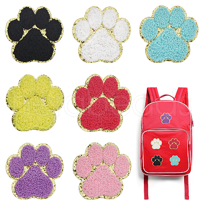 CHGCRAFT 28Pcs 7 Colors Towel Embroidery Style Cloth Self-Adhesive/Sew on Patches DIY-CA0004-87-1