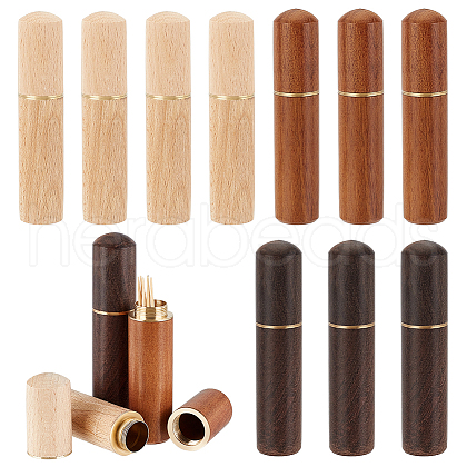 AHADERMAKER 10Pcs 3 Styles Wooden Sewing Needle Holder Storage Case WOOD-GA0001-55-1