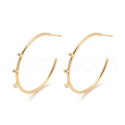 Brass Ring Stud Earrings Findings KK-K351-25G-1