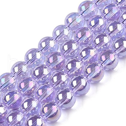 Electroplate Transparent Glass Beads Strands X-GLAA-T032-T8mm-AB01-1