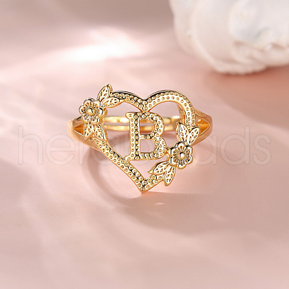 Heart with Flower Hollow Out Brass Finger Rings FS-WG99C3E-02-1