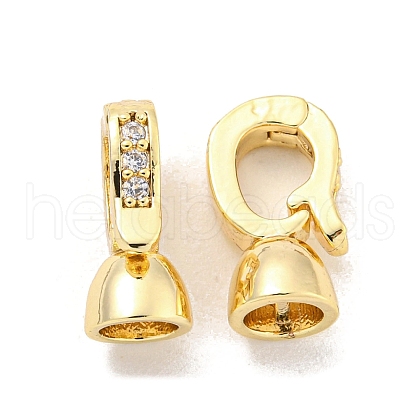 Brass Micro Pave CLear Cubic Zirconia Fold Over Clasps KK-Z044-11G-1