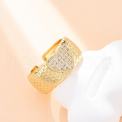 Brass Micro Pave Clear Cubic Zirconia Cuff Rings RJEW-U047-18G-1