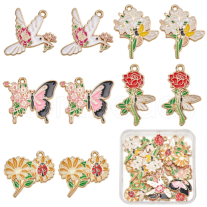 SUNNYCLUE 20Pcs 5 Styles Alloy Enamel Pendants ENAM-SC0005-78-1