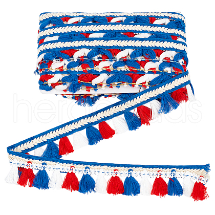 10M Ethnic Style Polyester Tassel Lace Ribbon OCOR-WH0078-274A-1