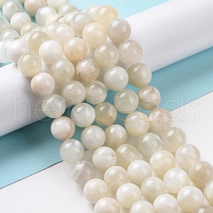 Natural White Moonstone Beads Strands G-F674-08-10mm-01-1