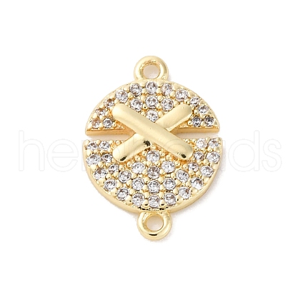 Brass Micro Pave Clear Cubic Zirconia Links Connector Charms KK-K406-01A-G-1
