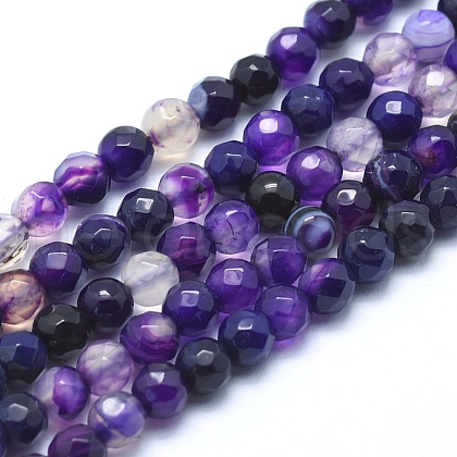 Natural Striped Agate/Banded Agate Beads G-J371-13-6mm-1