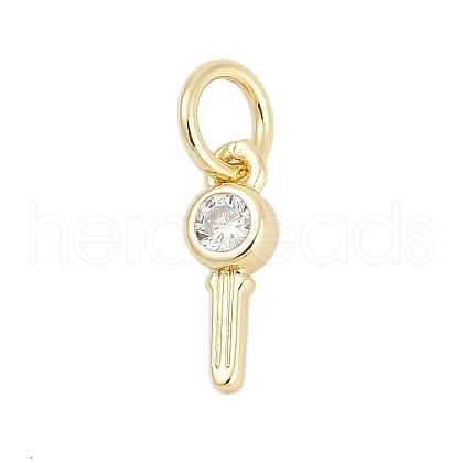 Brass Micro Pave Clear Cubic Zirconia Charms KK-G522-02G-1
