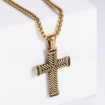 Retro Rock Punk Men's Cross Stainless Steel Pendant Necklaces GJ8904-2-1