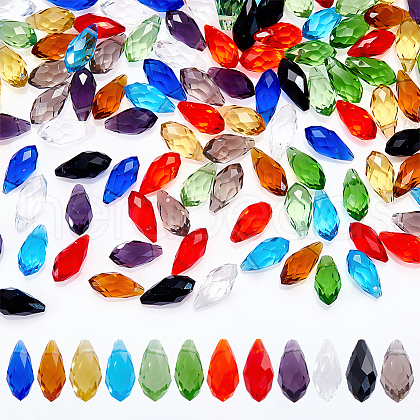 AHADERMAKER 100Pcs 10 Colors Transparent Glass Beads GLAA-GA0001-37-1