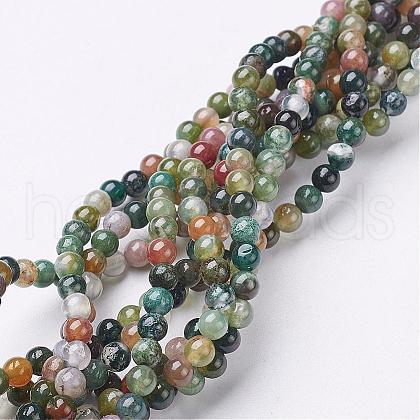 Natural Indian Agate Beads Strands GSR4mmC002-1