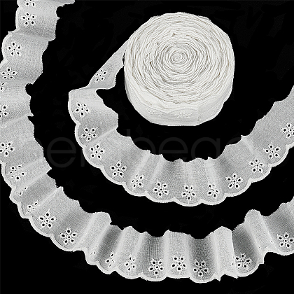 Polyester Hollow Flower Lace Trim OCOR-WH0085-39C-1
