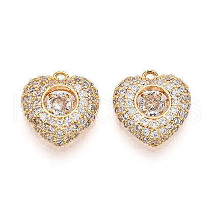 Brass Micro Pave Cubic Zirconia Charms KK-N261-89G-1