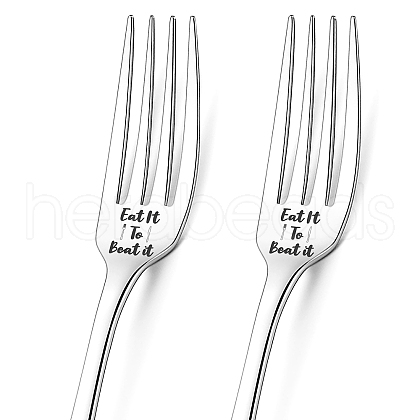 Word Pattern Stainless Steel Fork AJEW-WH0191-005-1