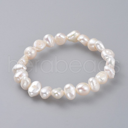 Natural Pearl Stretch Bracelets BJEW-JB04735-01-1