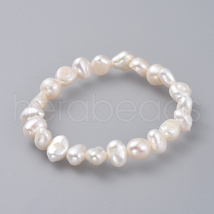 Mother's Day Jewellery Natural Pearl Stretch Bracelets BJEW-JB04735-01-1