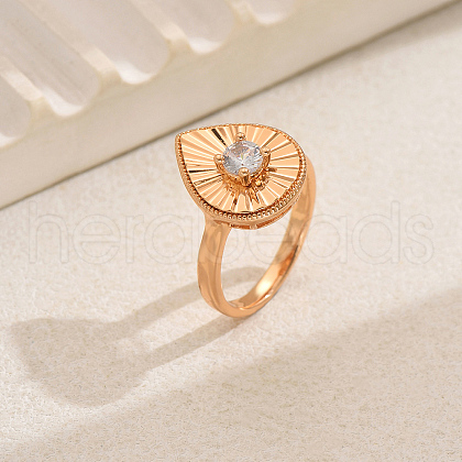 Brass Pave Cubic Zirconia Adjustable Finger Rings for Women VI2002-1