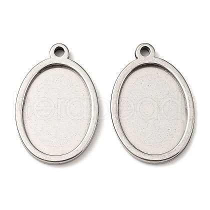 Non-Tarnish 201 Stainless Steel Pendant Cabochon Settings STAS-F296-05A-P-1